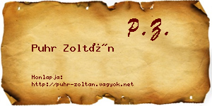 Puhr Zoltán névjegykártya